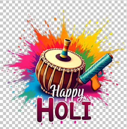 Happy Holi dhol pichkari PNG free download