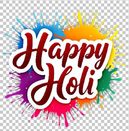 Happy Holi text with colorful powder PNG free download