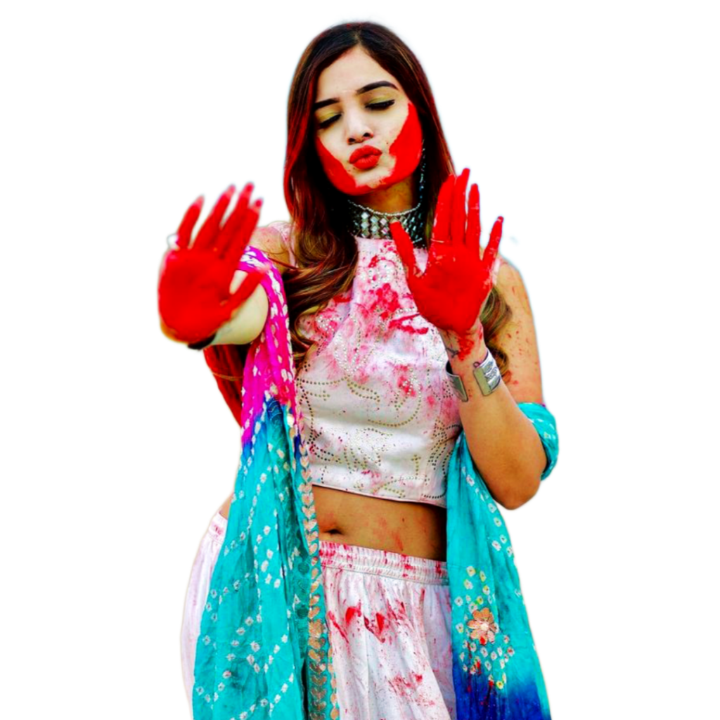 Holi cute girl. PNG