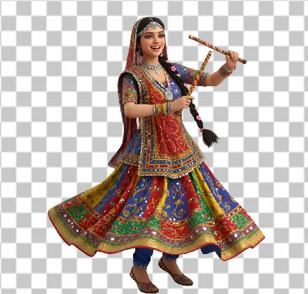 Read more about the article 3D Garba Dance Girl PNG – Stunning Traditional Attire with Dandiya Sticks, 4K Transparent Background