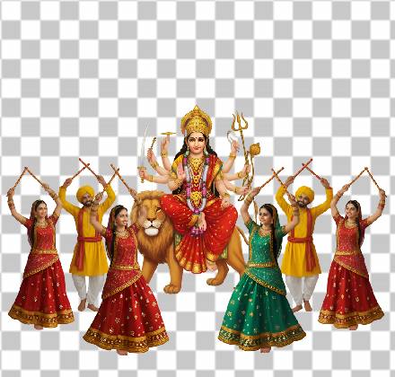 Read more about the article Free PNG Download: Vibrant 3D Garba Dance Maa Durga PNG – Transparent 4K