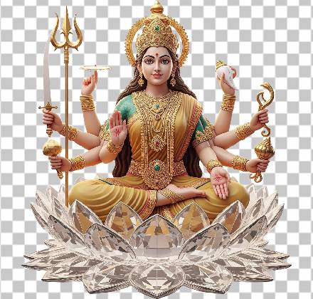 Read more about the article Durga Mata Ji 3D Ultra Realistic PNG – Crystal Lotus HD Transparent Download