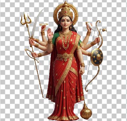 Read more about the article Maa Durga Ji 3D Photorealistic PNG – Full Body Transparent HD Download
