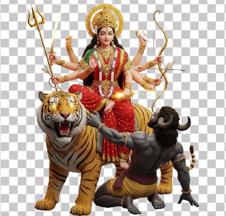 Read more about the article Divine Maa Durga Ji 3D Ultra Realistic PNG on Golden Tiger Defeating Mahishasura – 8K Transparent for Navratri 2025