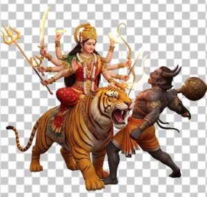 Read more about the article Divine Maa Durga Ji 3D PNG – Golden Tiger Fighting Mahishasura (8K Transparent)