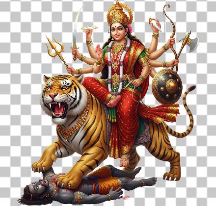 Read more about the article Free Download Goddess Durga with Lion PNG | Transparent Maa Durga Clipart