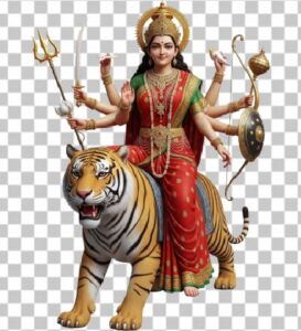 Read more about the article Hindu Maa Durga Riding Lion PNG Illustration Free Download – Transparent Background
