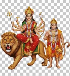 Read more about the article Maa Durga Ji with Hanuman Ji PNG Free Download – 3D Ultra Realistic 8K