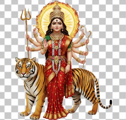 Read more about the article Maa Durga Ji 3D PNG Transparent – Riding Tiger Entering Indian Village | 4K Render