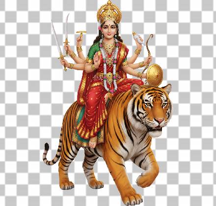 Read more about the article Maa Durga Ji Riding Tiger PNG Transparent – 3D Photorealistic Free Download