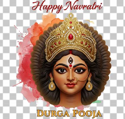 Read more about the article Happy Navratri Maa Durga PNG Transparent – Durga Puja Face with Watercolor Background | Free Download