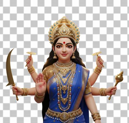 Read more about the article Royal Blue Attire Durga Maa PNG | Divine 4K Transparent Blessing Image