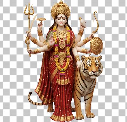 Read more about the article Download Durga Maa PNG with Tiger Transparent Background – 4K Photorealistic