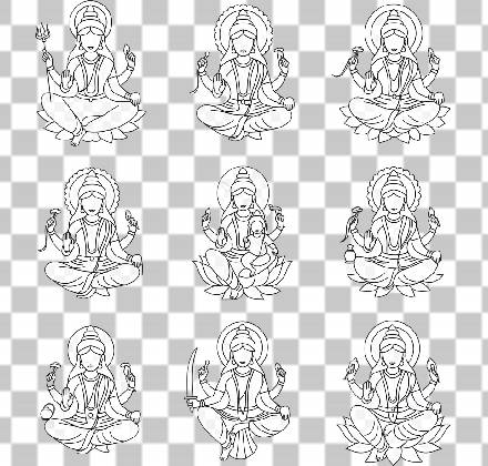 Read more about the article 9 Forms of Navadurga Line-Art Collage Transparent PNG – Minimalist Durga Maa Design