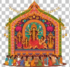 Read more about the article 10 Stunning Bengali Style Pandal Scene Transparent PNG – Vibrant Vector Art for Durga Puja