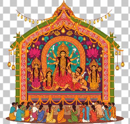 Read more about the article 10 Stunning Bengali Style Pandal Scene Transparent PNG – Vibrant Vector Art for Durga Puja