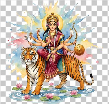 Read more about the article Stunning Watercolor Painting Style Durga Maa PNG – Transparent 4K