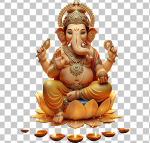 Read more about the article Divine 3D Lord Ganesha PNG with Modak | Golden Glow Diwali Transparent Image