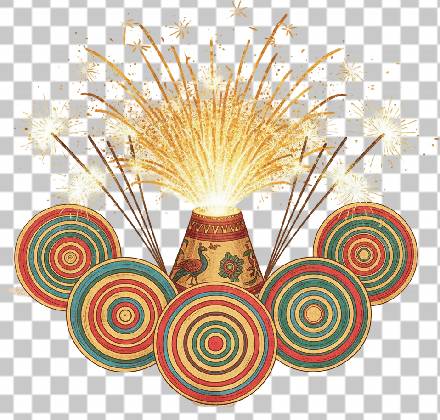 Read more about the article Vintage Indian Firecrackers PNG – Anar, Chakri, Phuljhadi | Transparent Festive Design
