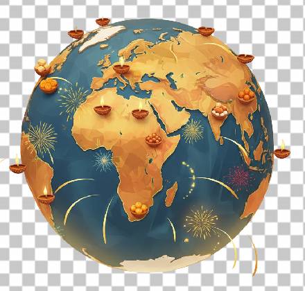 Read more about the article Illustrated 3D Earth Diwali Map PNG – Stunning Global Festival Design