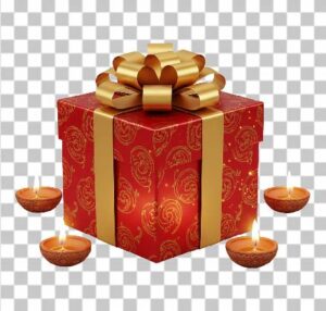 Read more about the article Realistic 3D Festive Gift Box PNG – Golden & Red Ribbon with Diyas | Transparent Background