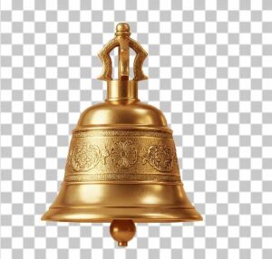 Read more about the article 3D Golden Temple Bell – Photorealistic PNG with Festive Lighting