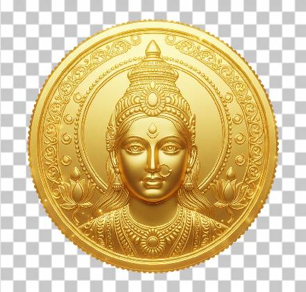 Read more about the article Stunning Divine Lakshmi Coin PNG – Golden 3D Engraved Goddess Lakshmi Image