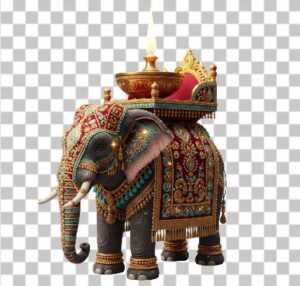 Read more about the article 3D Decorated Royal Elephant PNG – Glowing Diya with Festive Indian Patterns