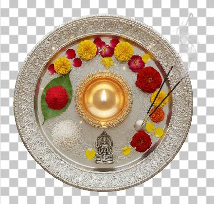 Read more about the article Highly Detailed 3D Pooja Thali PNG Free Download | Diya, Kumkum & Flowers Transparent Image