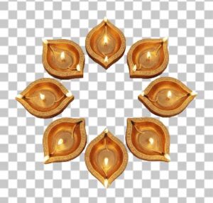 Read more about the article Photorealistic Brass Diyas PNG – Decorative Pattern with Glowing Light Reflections | Free Download