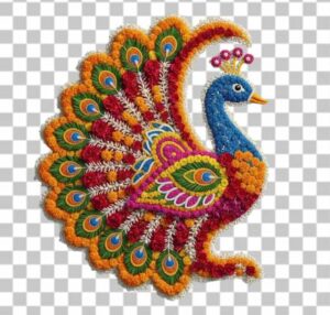 Read more about the article Stunning Ultra-Detailed 3D Floral Rangoli PNG with Peacock Motif – Free Download
