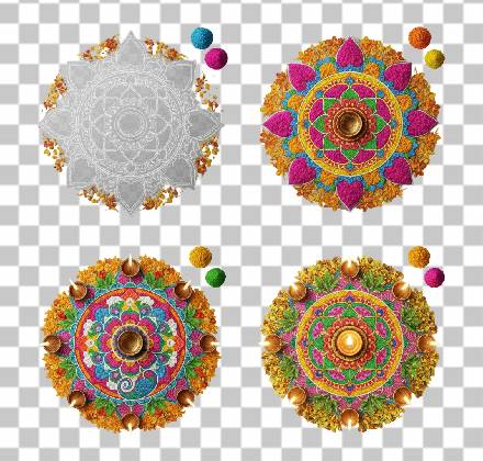 Read more about the article 3D Step-by-Step Rangoli Creation PNG Free Download – 4K HD Transparent Rangoli Frames