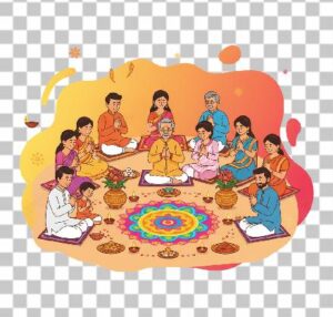 Read more about the article 10 Stunning Diwali Pooja Vector Clipart Designs of Indian Families | Free PNG Download