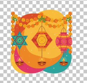 Read more about the article Diwali Lantern PNG Free Download | Hanging Akash Kandil Clipart with Diyas & Marigolds