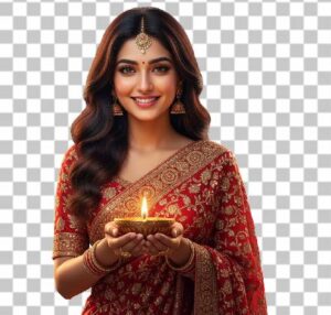 Read more about the article 3D Indian Woman with Diya PNG Free Download | Beautiful Red Saree Transparent Image