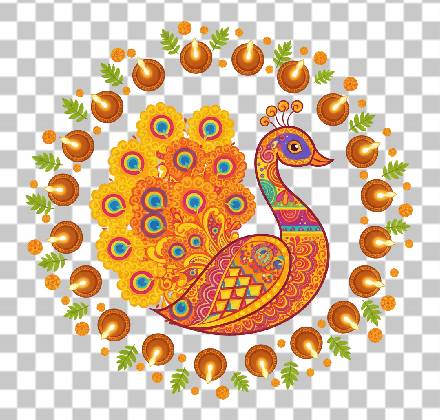 Read more about the article Top 10 Decorative Peacock Rangoli PNG Free Downloads | Marigold Petal Diya Clipart Transparent Background