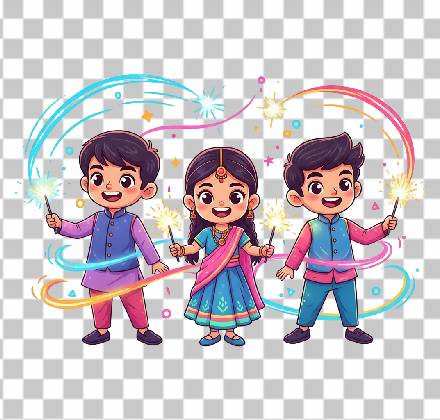 Read more about the article 5 Cute Children Holding LED Sparklers PNG Free Download | Neon Festival Clipart