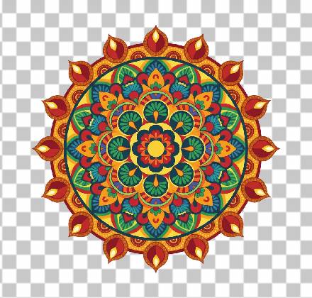Read more about the article 10 Stunning Large Circular Rangoli PNGs | Floral & Geometric Patterns with Diyas – Free Download